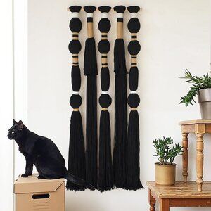 Macrame Wall Hanging Black Cotton Tassels
